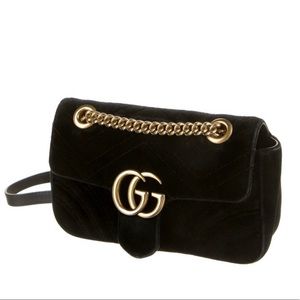 Gucci Mini GG Marmont Matelassé Velvet ShoulderBag